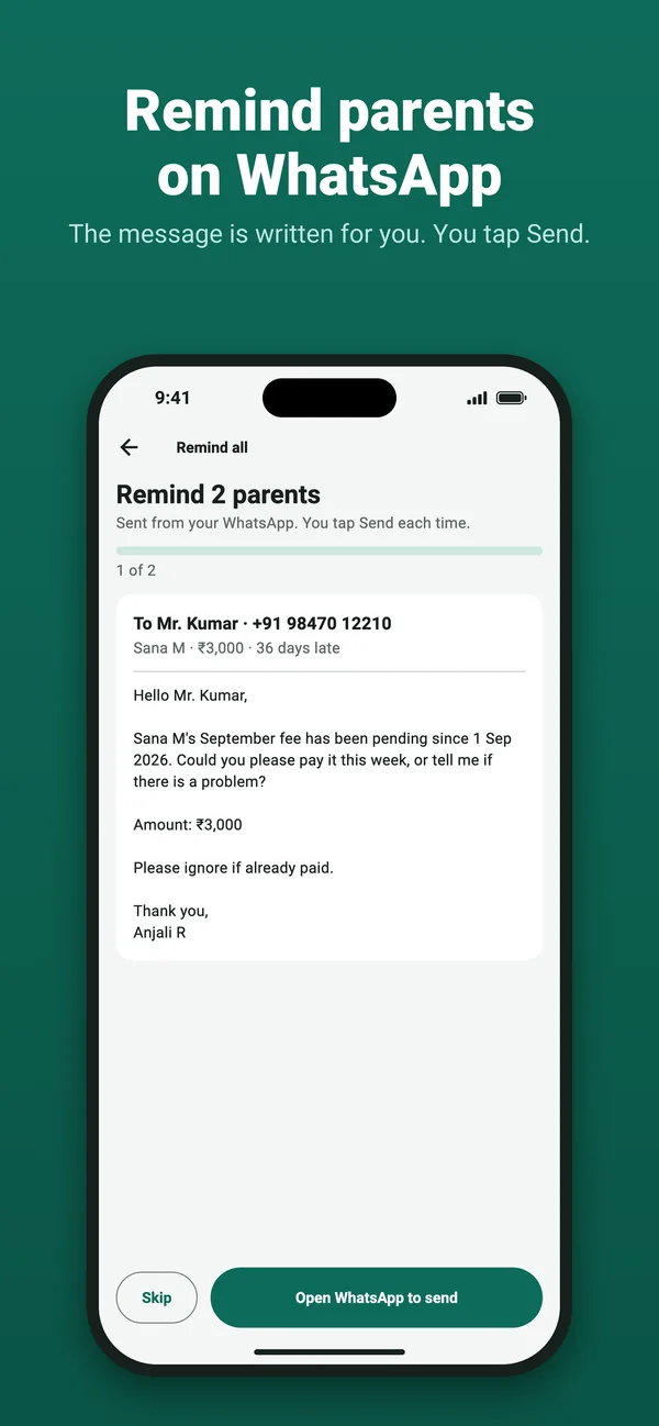 A WhatsApp reminder, written and ready to send
